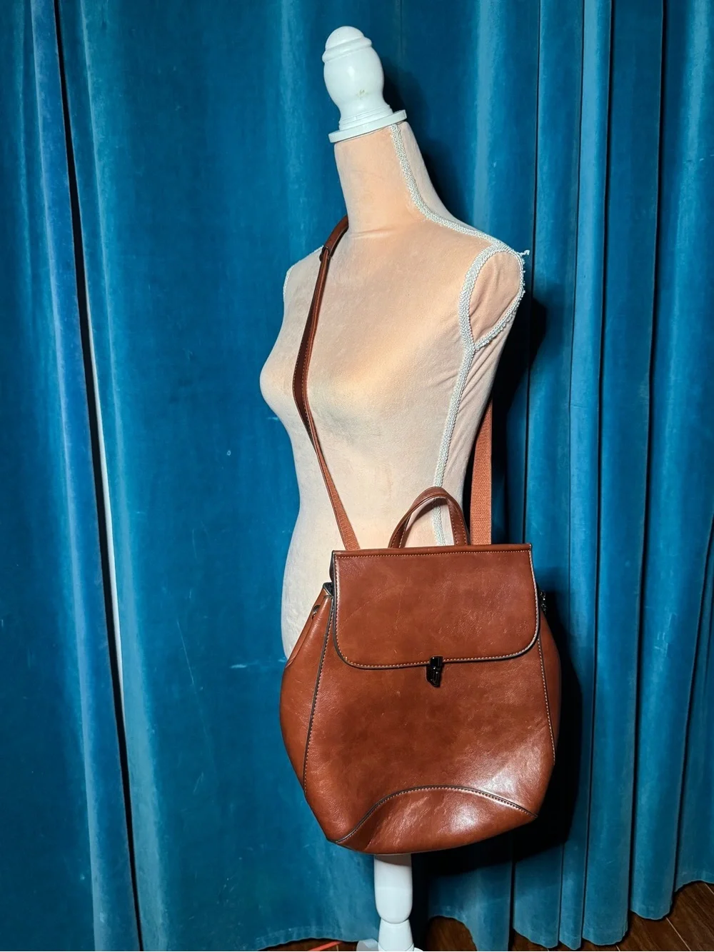 Classic Brown faux Leather Backpack